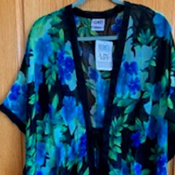 Swim by Chuck Handy Tankini SwimSuit Kimono Cover Up 3 Pc Set Tropical Flower 8 - Picture 8 of 10